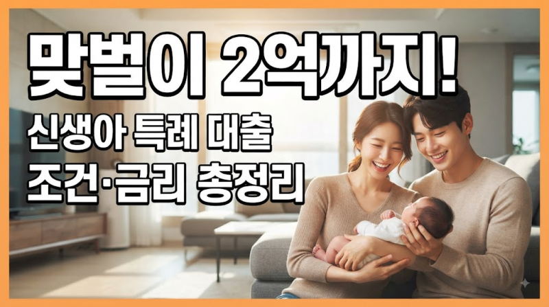 "맞벌이 합산 2억·금리 최저 1%대" 2026년 신생아 특례 대출 조건 및 금리 완벽 총정리