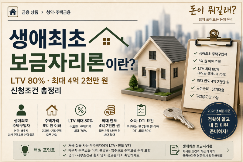 생애최초 보금자리론이란?｜LTV 80%·최대 4억2천만원·신청조건 총정리