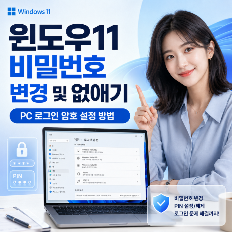 윈도우11 비밀번호 변경 및 없애기 | PC 로그인 암호 설정 방법