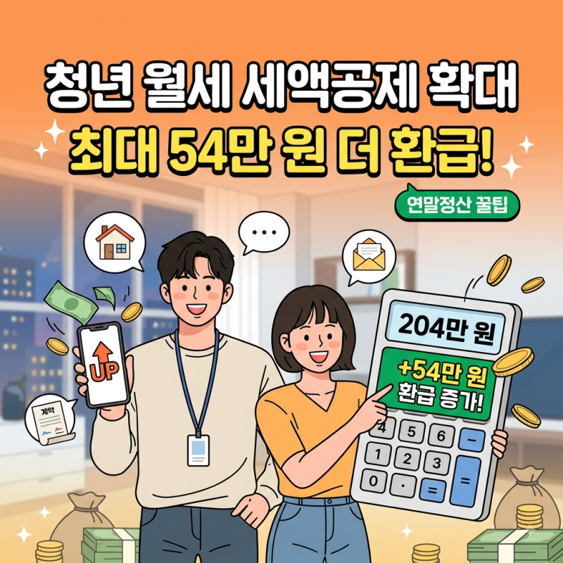 [경제이슈] 청년 월세 세액공제 확대 총정리! 연말정산 환급금 최대 54만 원 더 받는 법
