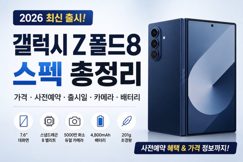 갤럭시 Z 폴드8 스펙 총정리 가격·사전예약·출시일·카메라·배터리