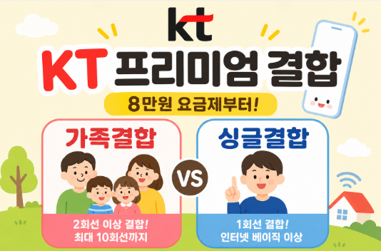 KT 프리미엄 가족결합 vs 프리미엄 싱글결합! 조건과 할인금액 총정리 RUFGKQ