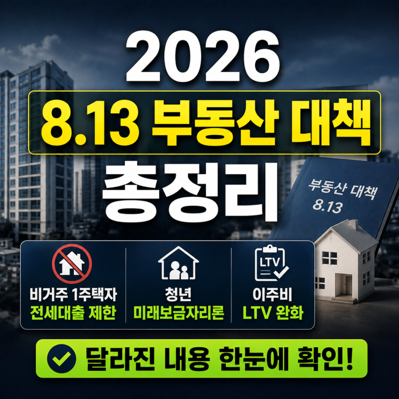 2026 8.13 부동산 대책 총정리｜비거주 1주택자 전세대출 제한·청년미래보금자리론·이주비 LTV