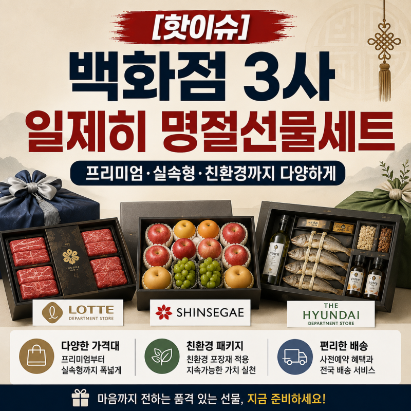 [핫이슈] 백화점 3사 추석 선물세트 사전예약…최대 65% 할인