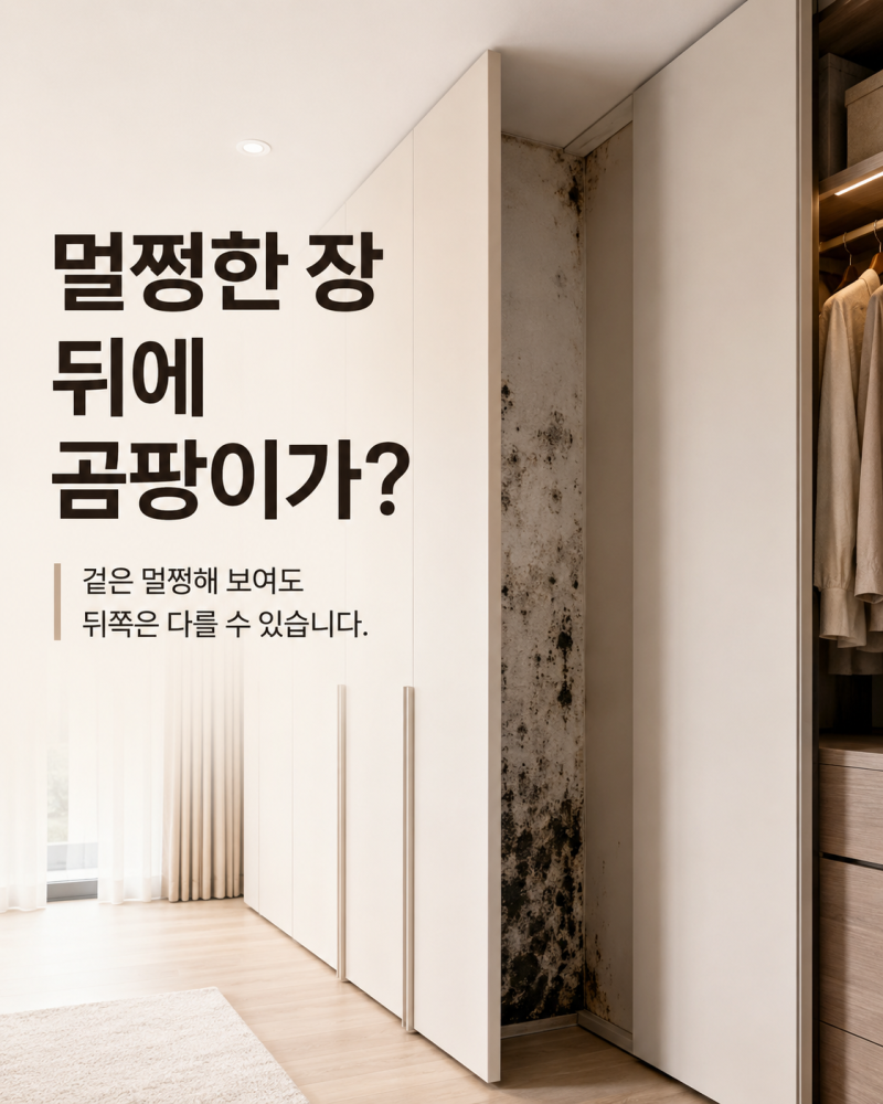 붙박이장 벽면에 곰팡이가 생기는 이유, 가구를 벽에 딱 붙이면 안 되는 이유