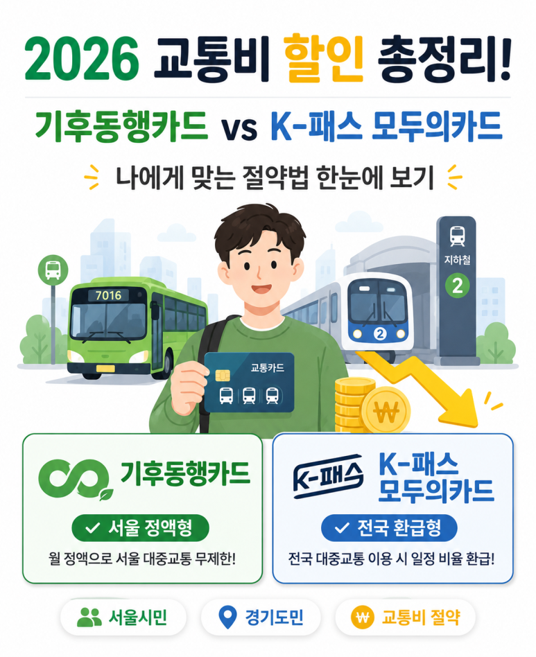 2026 대중교통비 대개편 총정리! 기후동행패스 vs 모두의카드(The 경기패스) 나에게 맞는 최종 ....
