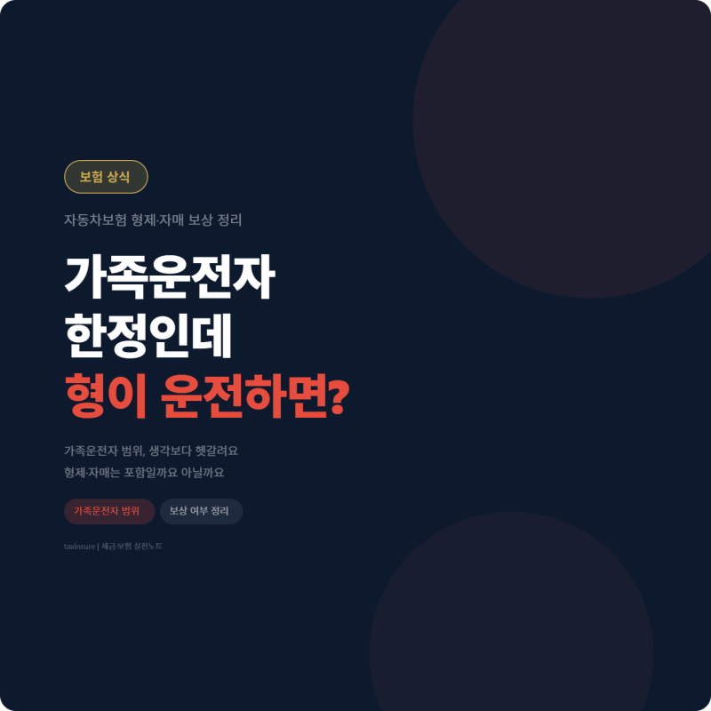 가족운전자 한정인데 형이 운전하면 보험금 못 받을까? 자동차보험 형제·자매 보상 정리