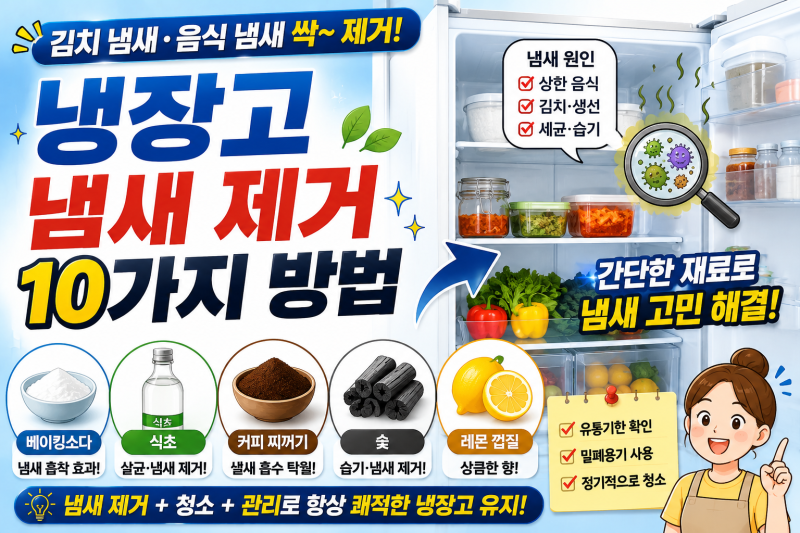 [초보자 필수] 냉장고 냄새 제거 방법 10가지! 김치 냄새·음식 냄새 완벽 퇴치법