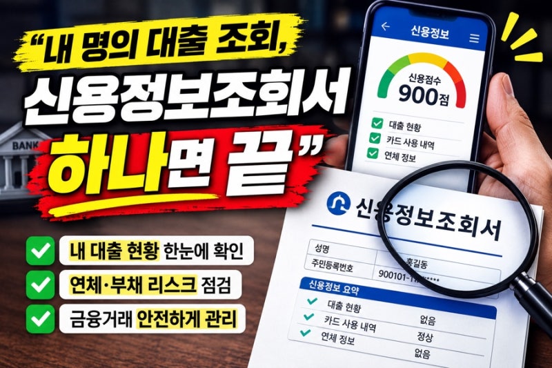 내 명의 대출 조회, 신용정보조회서 하나면 끝