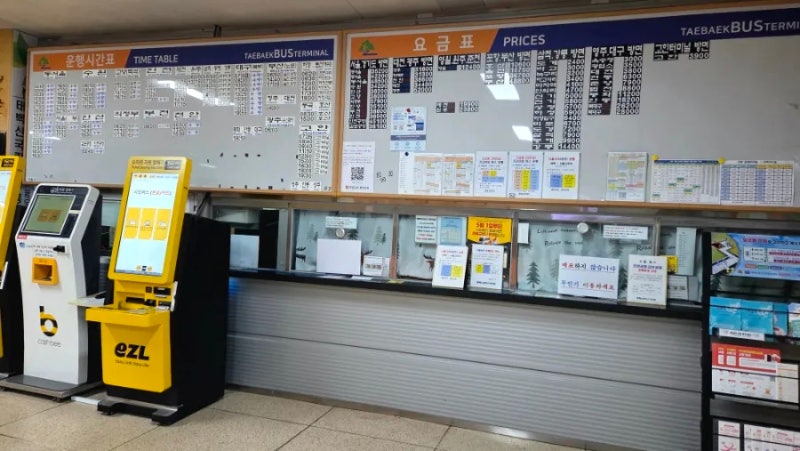 강원도 태백 버스터미널 버스시간표!