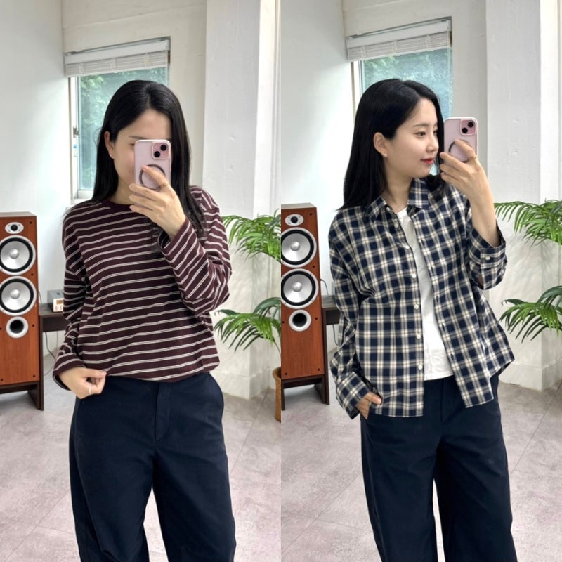 탑텐 전지현 여자 커브드팬츠 가을 바지 코디, 티셔츠까지 입어봤어요
