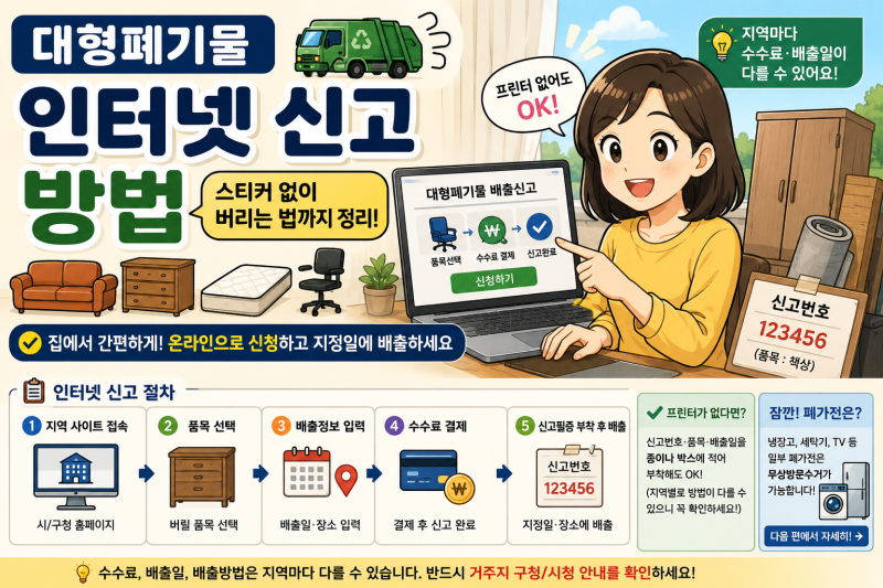대형폐기물 인터넷 신고방법, 스티커 없이 버리는 법까지 정리