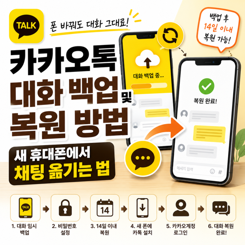 카카오톡 대화 백업 및 복원 방법, 새 휴대폰에서 채팅 옮기는 법