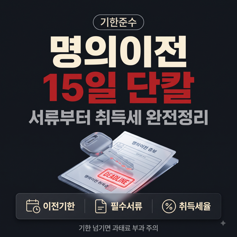 자동차명의이전 취득세납부절차 기한 서류 정리