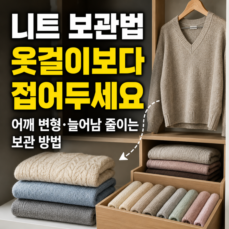 니트 보관법 옷걸이 늘어남 막는 접는방법과 수납 요령