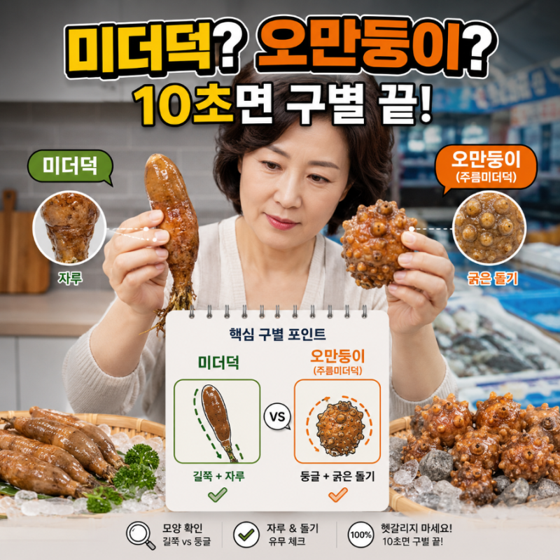 미더덕 오만둥이 차이, 이것만 보면 10초 만에 구분됩니다
