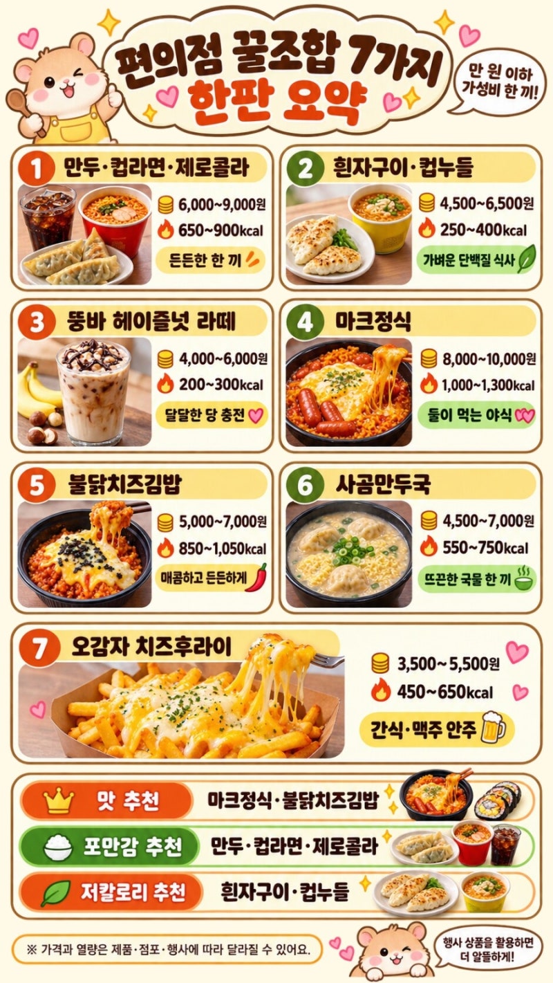 편의점 꿀조합 추천 7가지, 만 원 이하 자취생 가성비 한 끼 CU편
