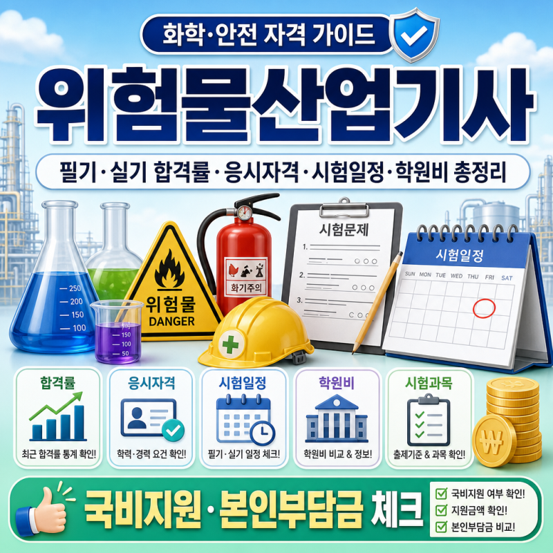 위험물산업기사 필기 실기 합격률 응시자격 시험일정｜학원비·국비지원