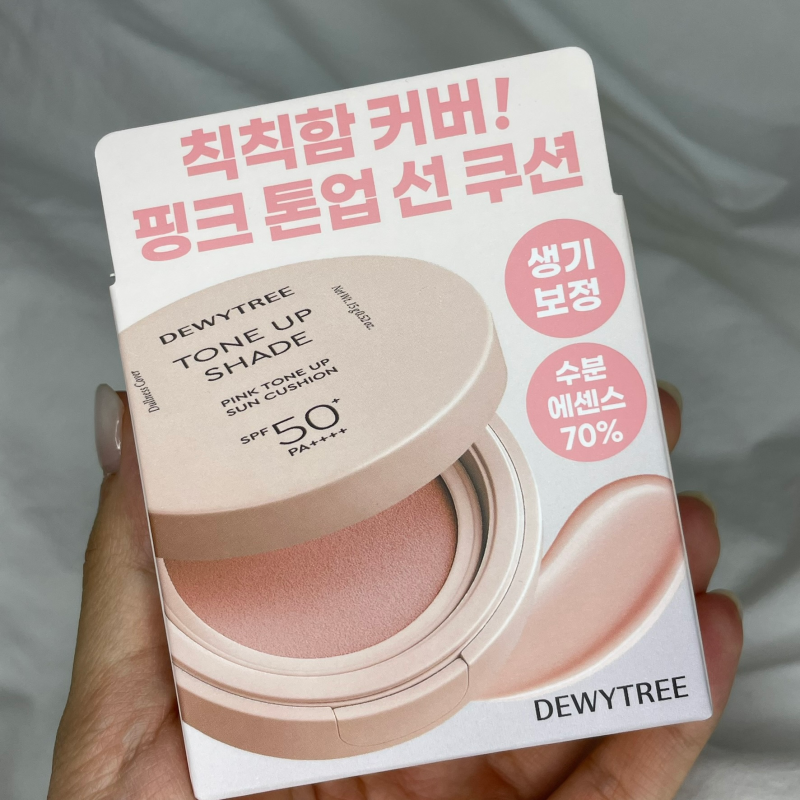 [다이소-듀이트리 톤업쉐이드 핑크톤업 선쿠션 15 g] 사용 후기, 가성비 선쿠션 추천