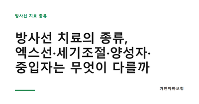 방사선 치료의 종류, 엑스선·세기조절·양성자·중입자는 무엇이 다를까