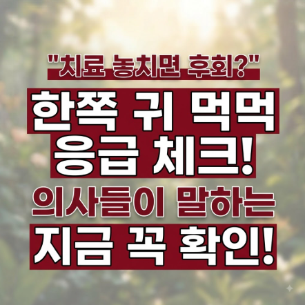 "치료 시기 놓치면 평생 후회?" 의사들이 말하는 한쪽 귀 먹먹 응급 체크리스트