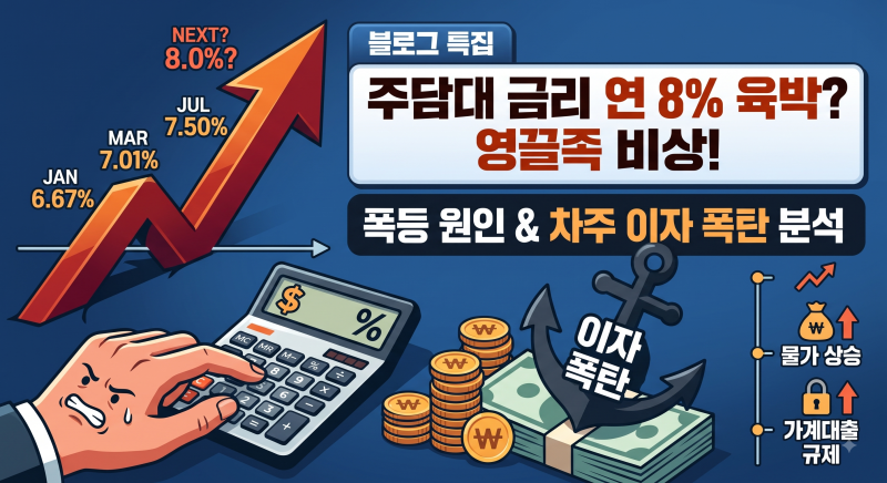 주담대 금리 연 8% 육박? 영끌족 이자 부담 가중 및 대출 시장 전망
