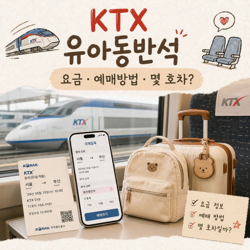 KTX 유아동반석 좌석 가격 예매방법 몇 호차인지 총정리