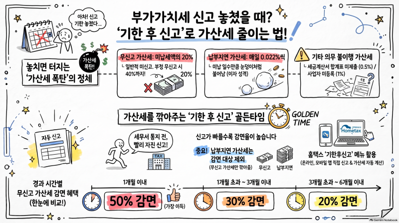 부가가치세 가산세 종류와 기한 후 신고 시 감면받는 법