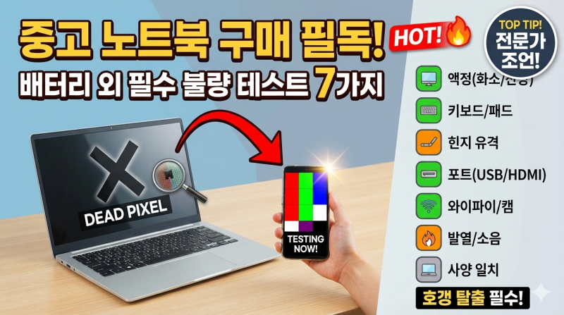 중고 노트북 구매 시 꼭 확인해야 할 불량 테스트 체크리스트 7가지