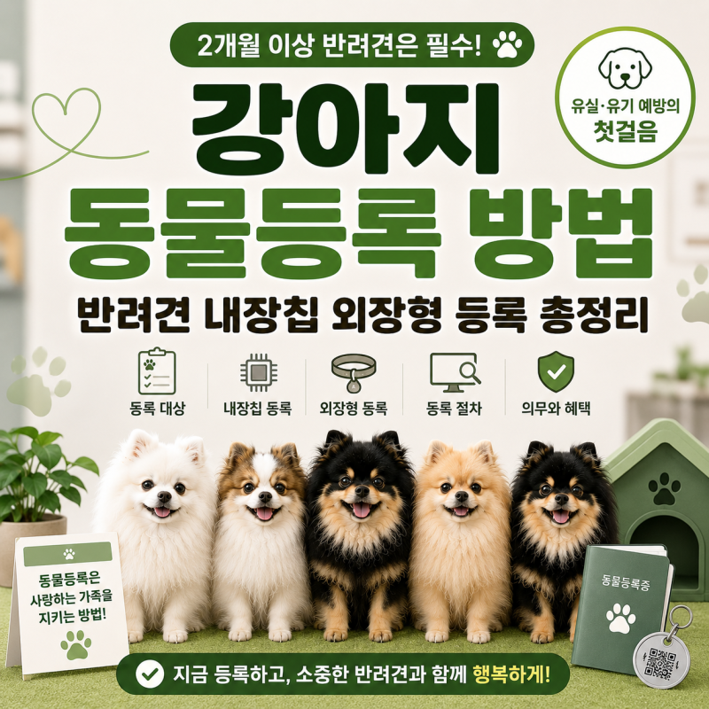 강아지 동물등록 방법 반려견 내장칩 외장형 등록 총정리
