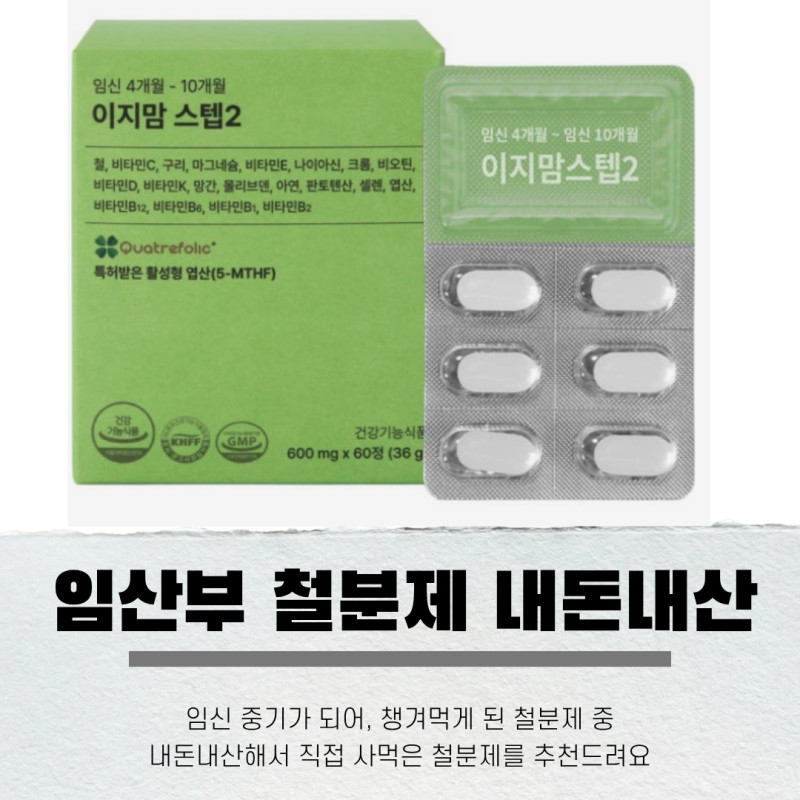 임산부 철분제 추천 내돈내산, 병원에서 전화받고 바꾼 후기: 이지맘 스텝2