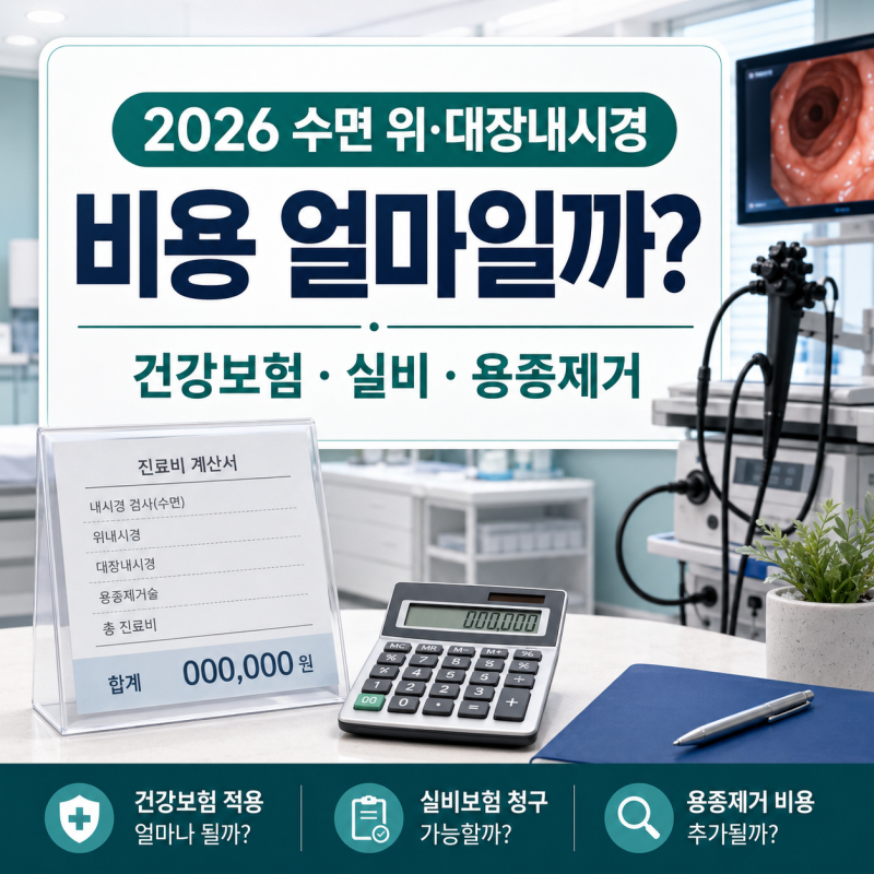 2026 수면 위·대장내시경 비용 얼마일까? 건강보험·실비·용종제거 총정리