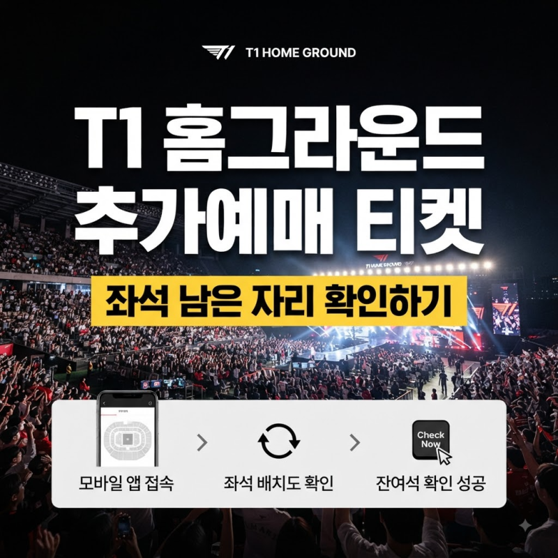 T1 홈그라운드 추가예매 티켓 좌석 남은 자리 확인하기