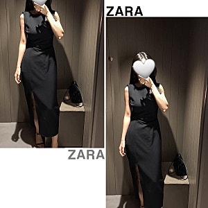 zara 드레이프 미디 원피스 자라 하객룩 원피스 피팅 후기 (블랙, s)