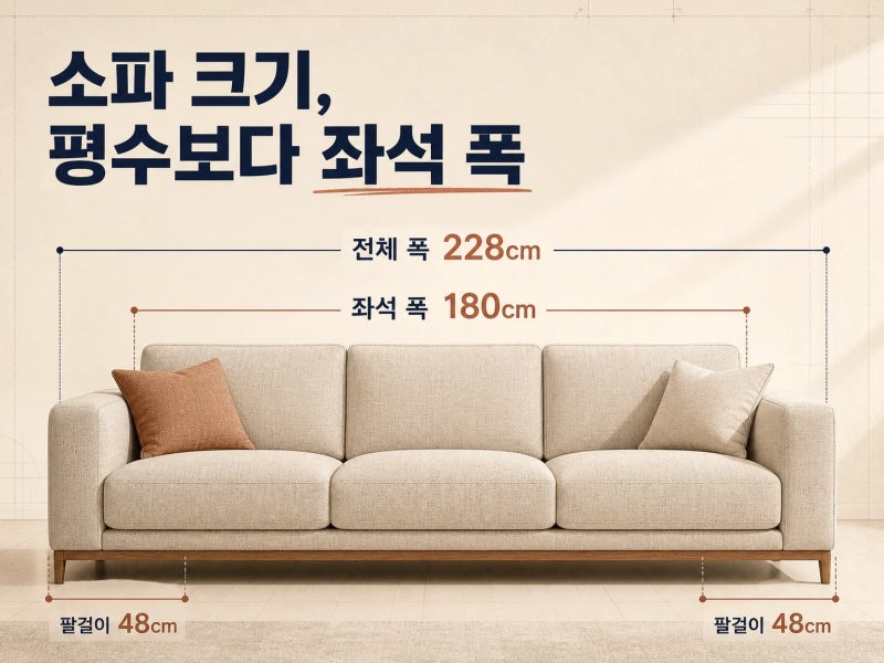 4인용 들어갈까? 거실 소파 크기 폭을 맞춰도 한 자리가 모자라는 이유 (+ 앉는 자리 폭, 소파 ....