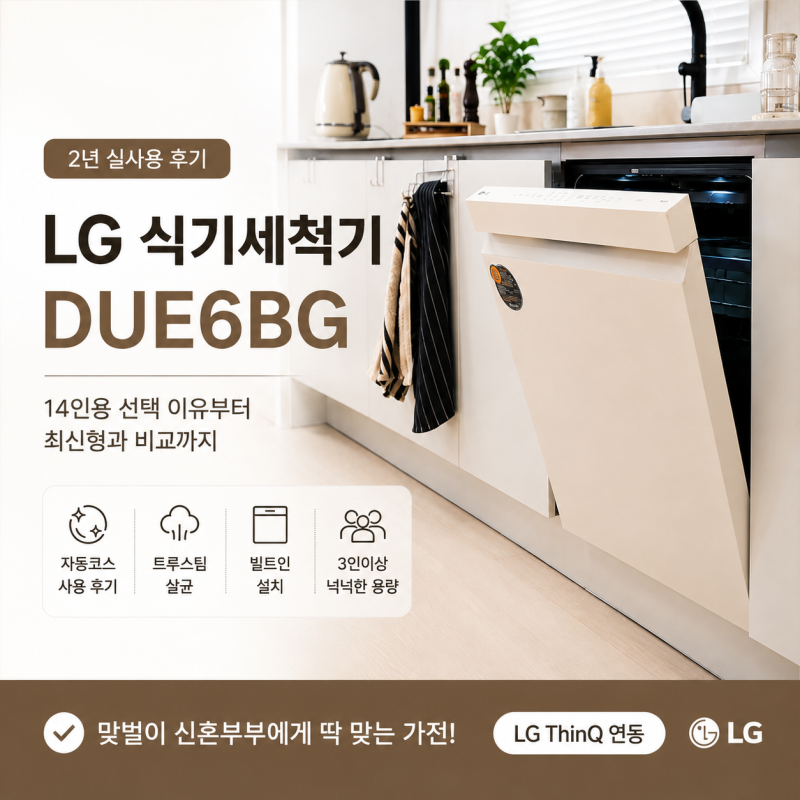 LG 식기세척기 14인용 DUE6BG 2년째 사용 중인 신혼부부 후기