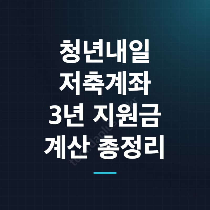 2026 청년내일저축계좌 신청 대상과 지원금 계산 방법 총정리
