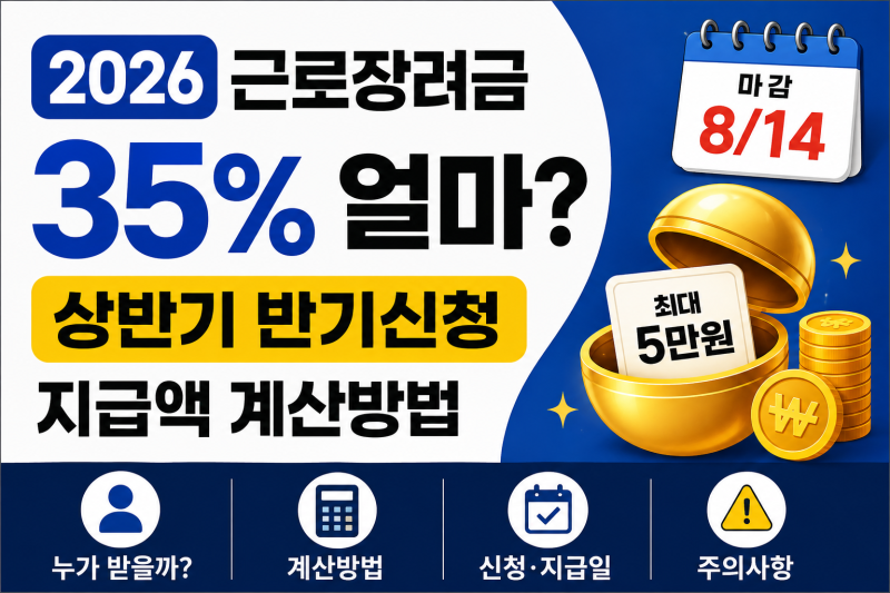 2026 근로장려금 35% 얼마 받을까? 상반기 반기신청 지급액 계산방법
