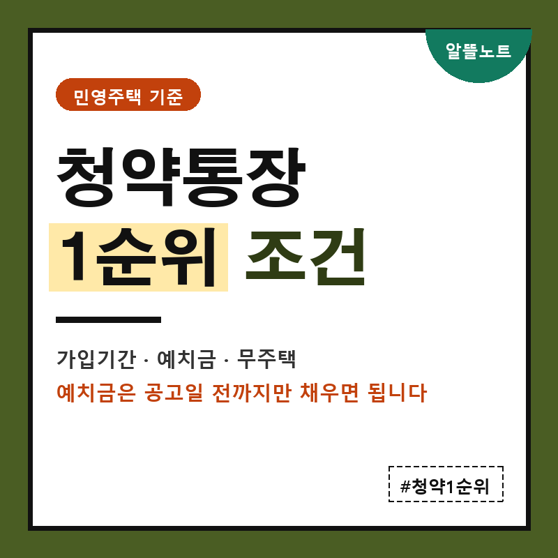 청약통장 1순위 조건 정리 | 지역별 가입기간·예치금 기준