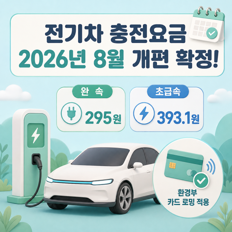 "전기차 충전요금 2026년 8월 개편 확정!" 완속 295원·초급속 393.1원, 환경부 카드 로밍도 적용