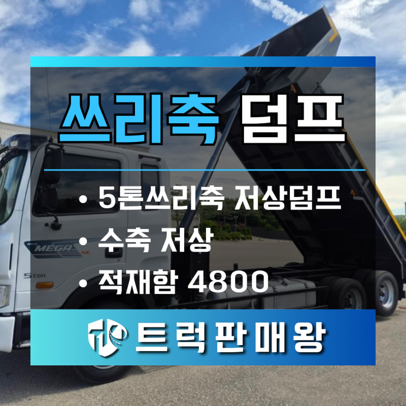 5톤쓰리축 덤프 후축저상 구조 4m80 적재함 중고트럭 살펴보기