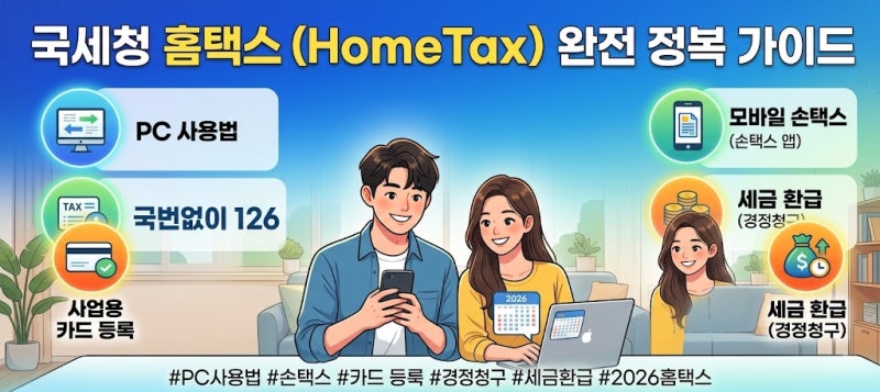 국세청 홈택스 완전 정리: PC·모바일 사용법부터 카드등록, 경정청구까지