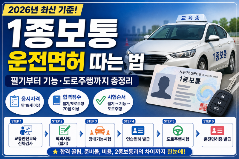 「1종보통 운전면허 따는 법｜필기부터 기능·도로주행까지 총정리」