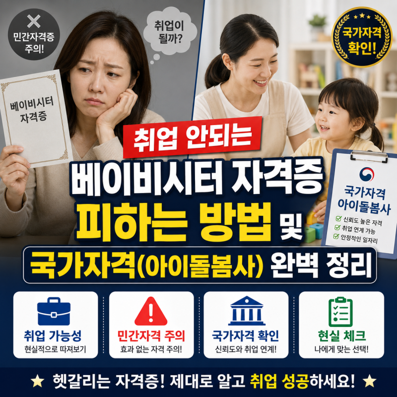 취업 안되는 베이비시터 자격증 피하는 방법 및 국가자격(아이돌봄사) 완벽 정리