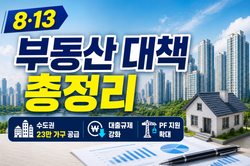 8·13 부동산 대책 총정리｜수도권 23만 가구 공급·대출규제·PF 지원 핵심 정리