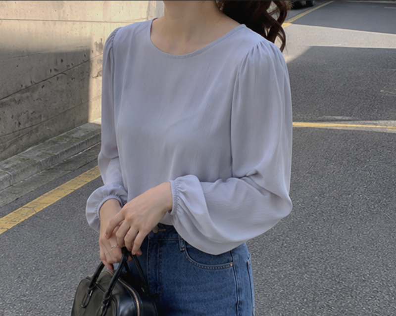 늦여름 간절기부터 가을까지![하객룩 출근룩] 케이클럽 라운드 쉬폰 긴팔 블라우스 착용샷 (....