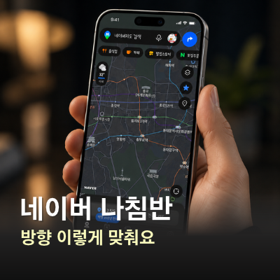 네이버 나침반으로 지도 방향 맞추고 정북 고정하는 방법