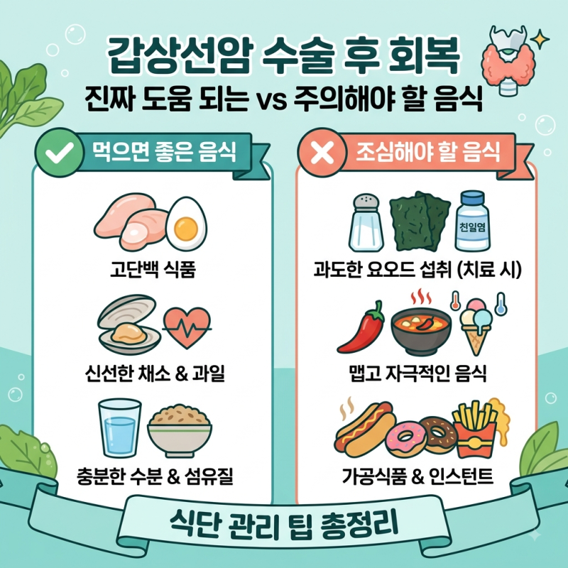 "갑상선암 수술 후, 이것 모르고 먹었다간..." 회복 당당히 당기는 필수 음식 vs 절대 피해야 ....