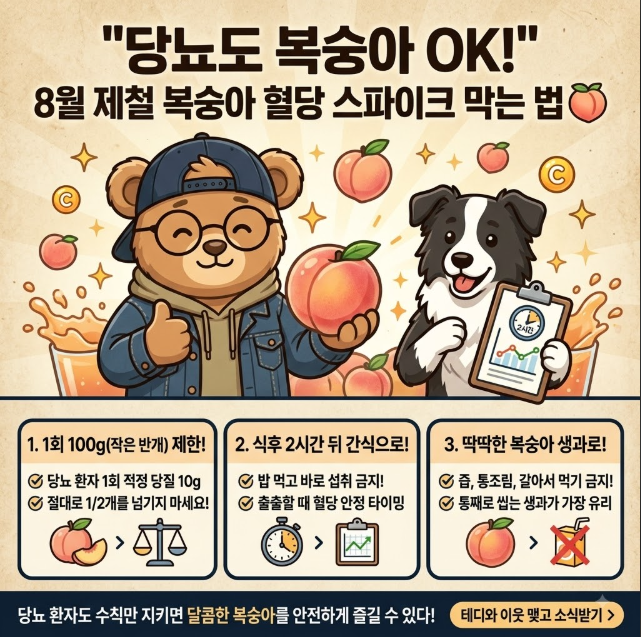 [건강·영양 가이드] "당뇨 있는데 복숭아 먹어도 될까요?" 8월 제철 복숭아 영양성분 & 혈당 ....