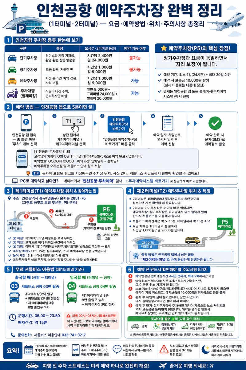 [여행팁]인천공항 예약주차장 완벽 정리 (1터미널·2터미널) - 요금·예약방법·위치·주의사항....